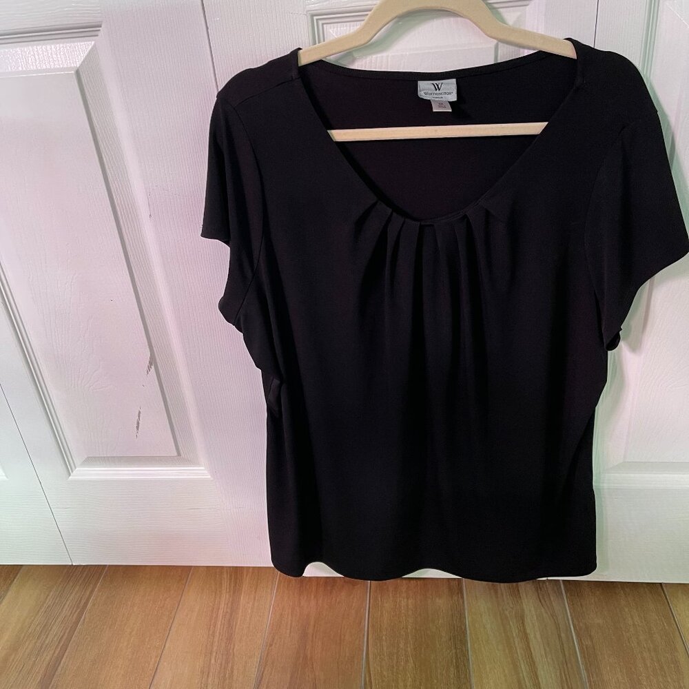 Worthington Black Cap Sleeve Top Size 2X